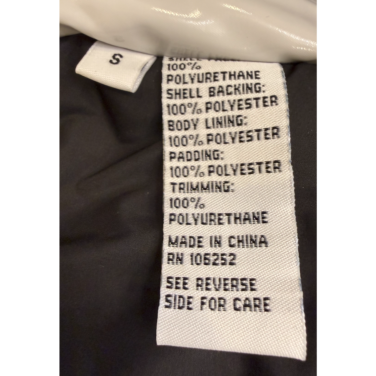 Nwt Jane Post Light Grey Padded Patent Rain Slicker Parka Coat Raincoat Jacket S — image 8 of 8